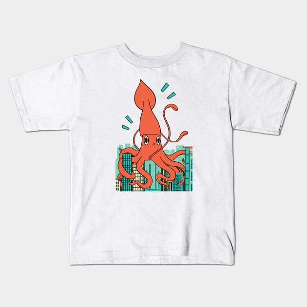 Kaiju Squid Kids T-Shirt by Summer Child Designs